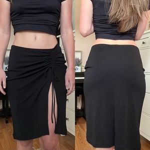 BCBG Maxazria midi skirt in black with side slit